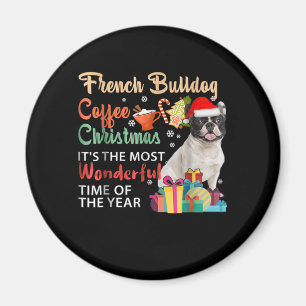 ブルドッグフランスのコーヒーのクリスマス素晴らしい マグネット