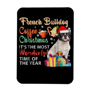 ブルドッグフランスのコーヒーのクリスマス素晴らしい マグネット