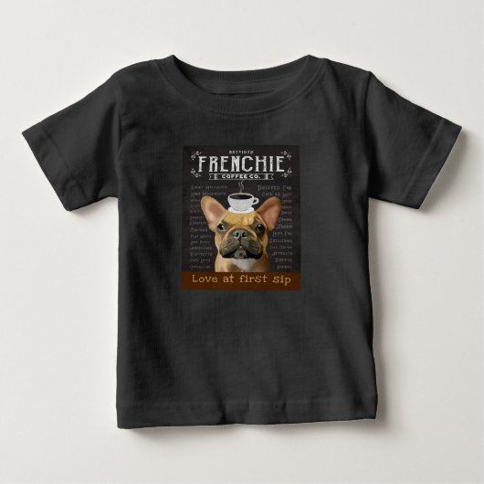 ブルドッグフランスのコーヒー ベビーTシャツ (正面)