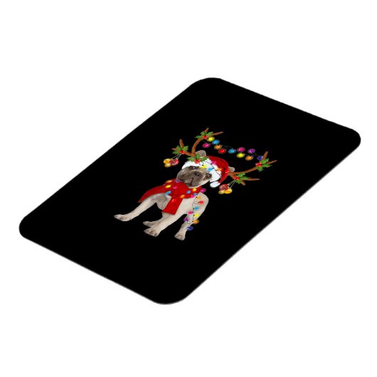 ブルドッグフランスのゴージャスなトナカイのクリスマスツリー マグネット (左側)