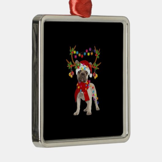 ブルドッグフランスのゴージャスなトナカイのクリスマスツリー メタルオーナメント (右)