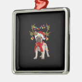 ブルドッグフランスのゴージャスなトナカイのクリスマスツリー メタルオーナメント (左)