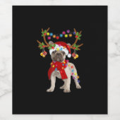 ブルドッグフランスのゴージャスなトナカイのクリスマスツリー ワインラベル (シングルラベル)