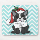 ブルドッグフランスのサンタクロースホリデイ マウスパッド (正面)