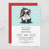 ブルドッグフランスのサンタクロースホリデイ 招待状 (正面/裏面)