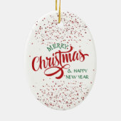 ブルドッグフランスのサンタハットレッド紙吹雪 セラミックオーナメント (裏面)