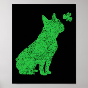 ブルドッグフランスのシャムロックSt patricks dayフレンチーD ポスター