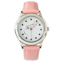 ブルドッグフランスのシルエットキッズリストウォッチ