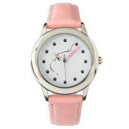 ブルドッグフランスのシルエットキッズリストウォッチ 腕時計