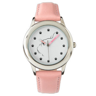 ブルドッグフランスのシルエットキッズリストウォッチ 腕時計