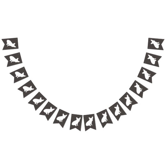 ブルドッグフランスのシルエットパーティー バンティングフラッグ (全)