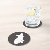 ブルドッグフランスのシルエットパーティー ラウンドペーパーコースター (インサイチュ)