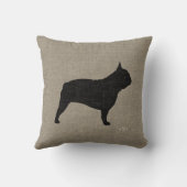 ブルドッグフランスのシルエットフレンチキードドッグ装飾品 クッション (裏面)