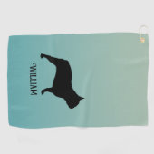 ブルドッグフランスのシルエット名前をカスタムする ゴルフタオル (横)