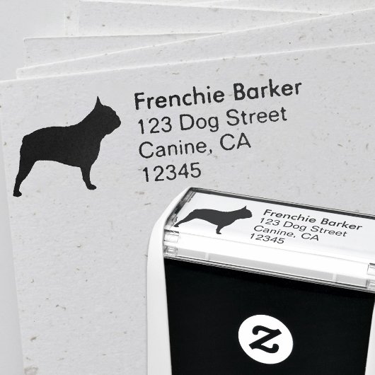 ブルドッグフランスのシルエット差出人住所 セルフインキングスタンプ