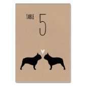 ブルドッグフランスのシルエット犬ウェディングレセプション テーブルナンバー (正面)
