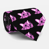 ブルドッグフランスのシルエット ネクタイ (ロール)