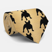 ブルドッグフランスのシルエット ネクタイ (ロール)