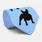 ブルドッグフランスのシルエット ネクタイ (ロール)