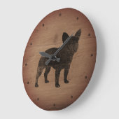ブルドッグフランスのシルエット |犬の恋人の木フェイク材 ラージ壁時計 (傾斜)