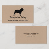 ブルドッグフランスのシルエット | Frenchie Dog 名刺 (正面/裏面)