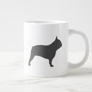 ブルドッグフランスのシルエットFrenchie Dogs ジャンボコーヒーマグカップ