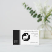 ブルドッグフランスのシルエモダンット白黒 名刺 (スタンド正面)