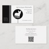 ブルドッグフランスのシルエモダンット白黒 名刺 (正面/裏面)