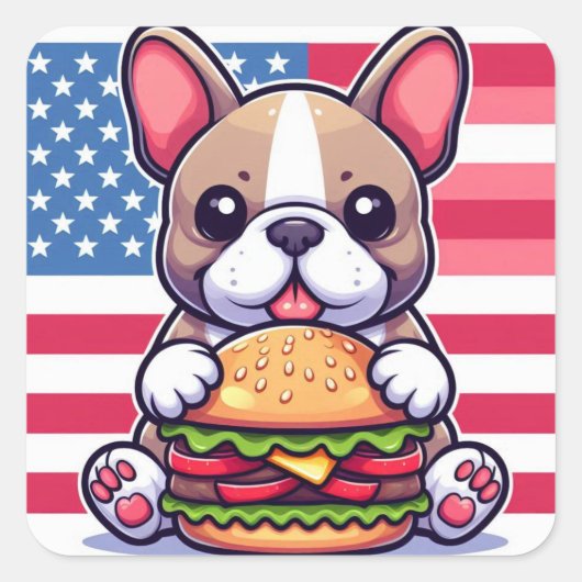 ブルドッグフランスのシール スクエアシール (正面)