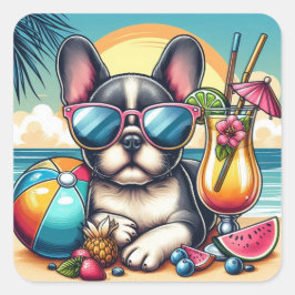 ブルドッグフランスのシール スクエアシール