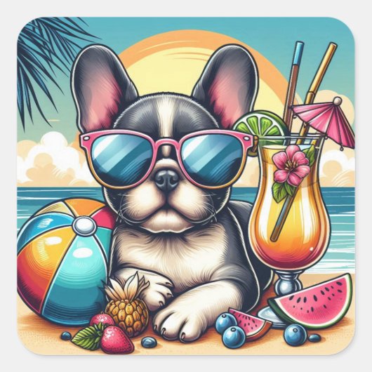 ブルドッグフランスのシール スクエアシール (正面)