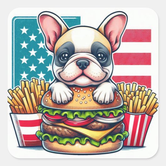 ブルドッグフランスのシール スクエアシール (正面)