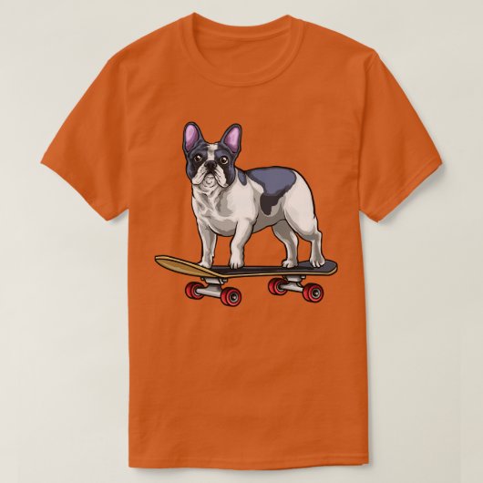 ブルドッグフランスのスケートボード Tシャツ (デザイン正面)