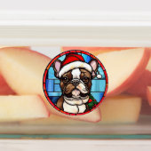 ブルドッグフランスのステンドグラスのクリスマス ラベル (貼付)