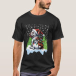 ブルドッグフランスのスノーフレークChristmas Santa Hat Ligh Tシャツ<br><div class="desc">ブルドッグフランスのスノーフレークスクリスマスサンタハットライトツリーTシャツ</div>