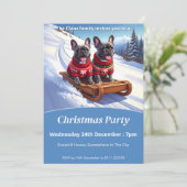 ブルドッグフランスのスルに乗るクリスマス 招待状 (スタンド正面)