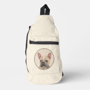 ブルドッグフランスのズ絵を描の子犬にかわいいオリジナルドッグアート スリングバッグ