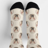 ブルドッグフランスのズ絵を描の子犬にかわいいオリジナルドッグアート ソックス (上部)