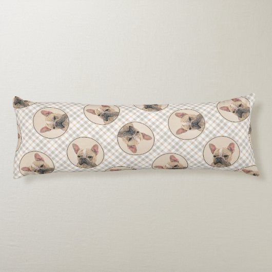 ブルドッグフランスのズ絵を描の子犬にかわいいオリジナルドッグアート ボディピロー (裏面)