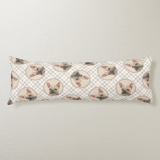 ブルドッグフランスのズ絵を描の子犬にかわいいオリジナルドッグアート ボディピロー (正面)