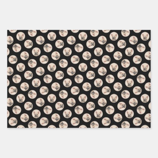 ブルドッグフランスのズ絵を描の子犬にかわいいオリジナルドッグアート ラッピングペーパーシート (正面3)