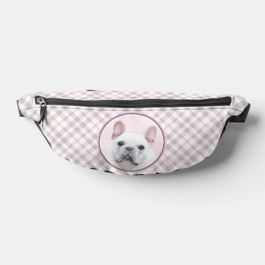 ブルドッグフランスのズ絵を描ホワイトクリームペットドッグアート ファニーパック (レイダウン)