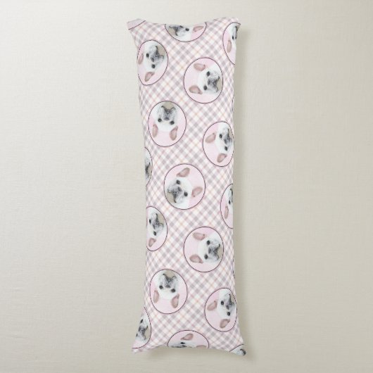 ブルドッグフランスのズ絵を描ホワイトクリームペットドッグアート ボディピロー (正面縦)