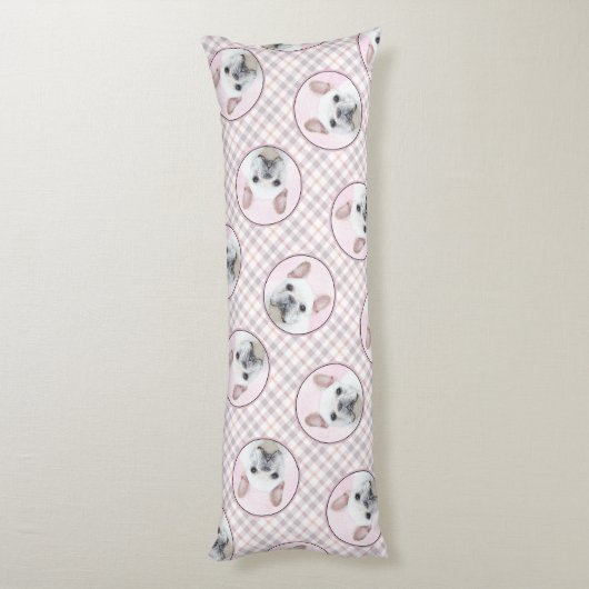 ブルドッグフランスのズ絵を描ホワイトクリームペットドッグアート ボディピロー (裏面 (縦))