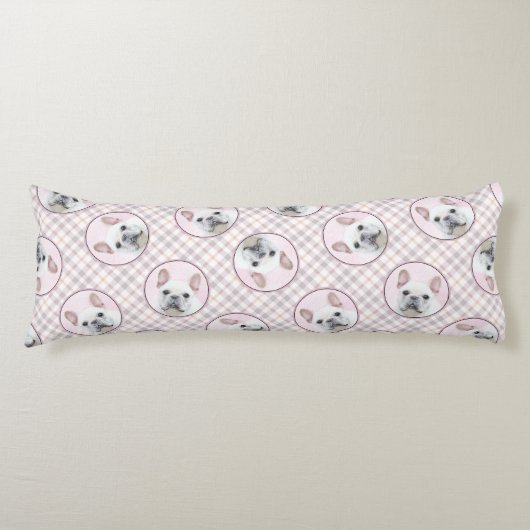 ブルドッグフランスのズ絵を描ホワイトクリームペットドッグアート ボディピロー (正面)