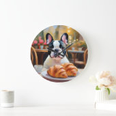 ブルドッグフランスのセレニティ印象派 ラージ壁時計 (ホーム)