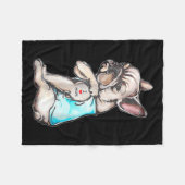 ブルドッグフランスのタトゥー私はママが大好きおもしろい犬ママ フリースブランケット (正面(横))