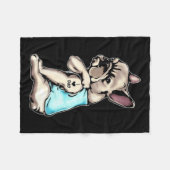 ブルドッグフランスのタトゥー私は大好きパパ座ってギフト脂肪 フリースブランケット (正面(横))