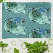 ブルドッグフランスのティータオル キッチンタオル (折り畳み)