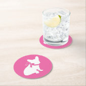 ブルドッグフランスのテーマパーティー – 赤ちゃんシャワーピンク ラウンドペーパーコースター (インサイチュ)